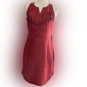 Fringe Vegan Leather Dress